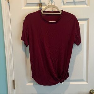 Adrienne Burgundy Short Sleeve Top with Knot Size S